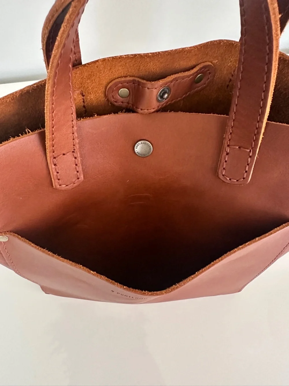 Portland Leather Goods Mini Crossbody Tote Handbag in Honey - Picture 10 of 12